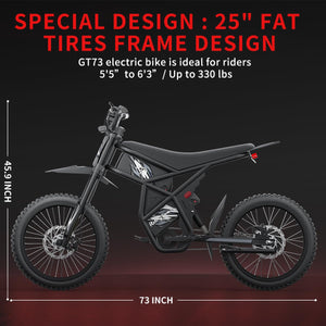 Electric Dirt Bike for Adults - 2500W Motor 37 MPH High-Speed, 25" Fat Tires & Dual Removable Battery (48V-18.2AH*2)