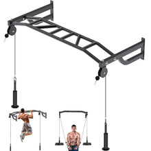Load image into Gallery viewer, SELEWARE 48" Wall Mount Pull Up Bar with Cable Pulley System - Black
