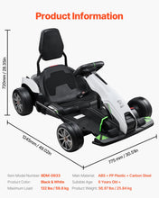Load image into Gallery viewer, Electric Go Kart, 24V 9Ah Battery-Powered, 7.5 MPH High-Speed Drifting, Black and White
