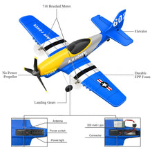 Load image into Gallery viewer, 3 Channel RC Plane P-51D Mustang, Remote Control Airplane Ready to Fly, 2.4GHz 6-axis Gyro Stabilizer, Easy to Fly for Kids &amp; Beginners
