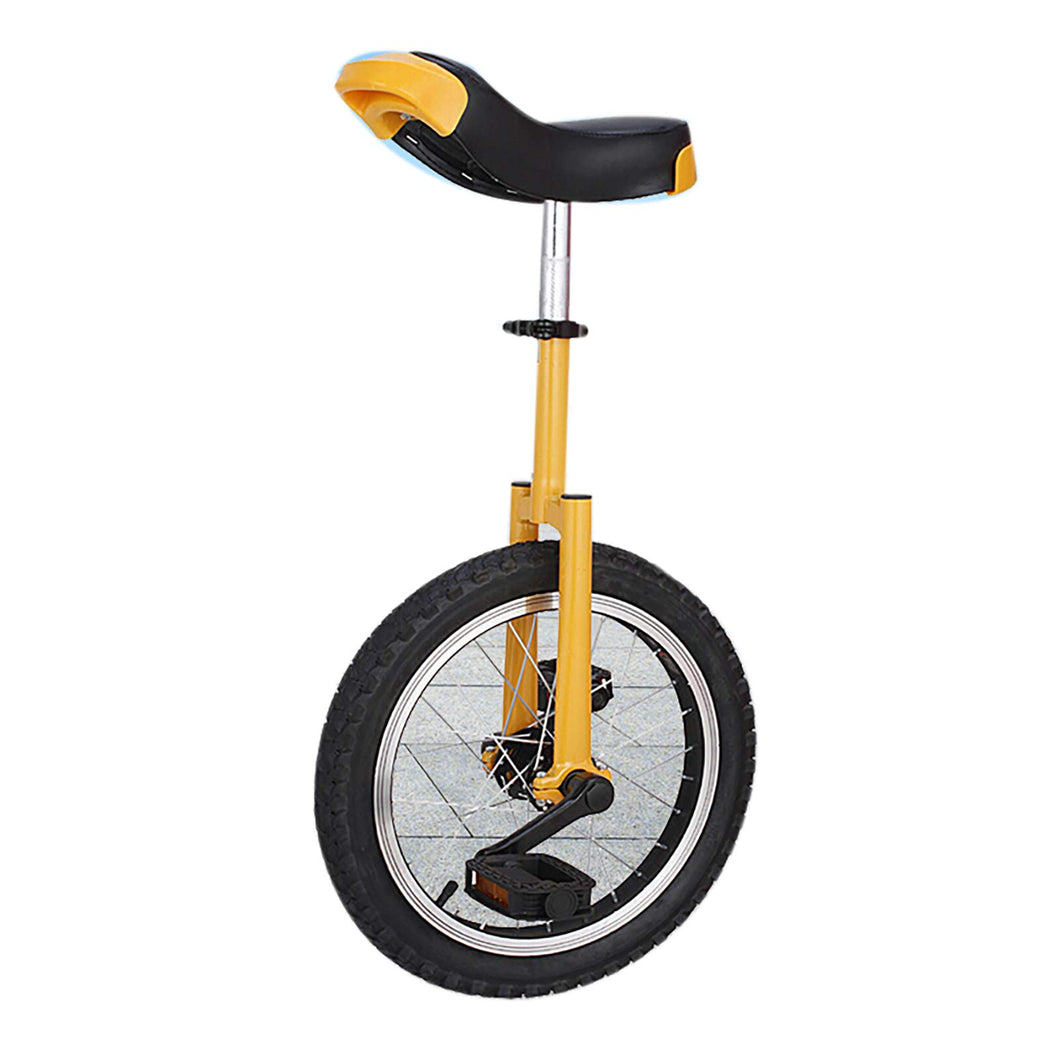 Unicycle, Adjustable Outdoor Unicycle with Alloy Rim, Balance Cycling Bikes Cycling Outdoor Sports Fitness Exercise | Yellow,20“