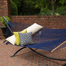 Load image into Gallery viewer, Hatteras Hammocks Deluxe Navy Duracord Rope Hammock with Free Extension Chains &amp; Tree Hooks, Handcrafted in The USA, 450 LB Weight Capacity, 13 ft. x 60 in

