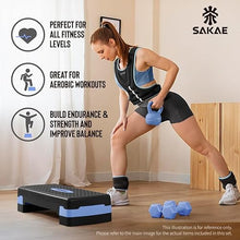Load image into Gallery viewer, Aerobic Step Platform Set with Ankle Weights &amp; Measuring Tape -Blue Black
