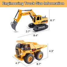 Load image into Gallery viewer, RC Excavator and Dump Truck Toy Set for Kids, 2.4Ghz 11 Channel Dual Control Remote Control Construction Vehicle

