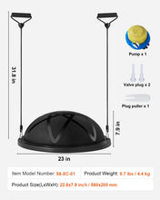 Load image into Gallery viewer, VEVOR 23-inch Half Exercise Ball Trainer, 660 lbs Capacity Balance Ball, Includes Resistance Bands and Pump- Black
