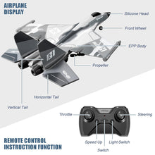 Load image into Gallery viewer, QuirkyGlee Rc Plane F-22, Stealth Raptor Remote Control Aircraft Jet, 3 Channel Stunt Fighter with 3 Modes
