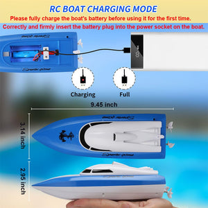 RC Boat, Remote Control Boats for Lake/Pool/Pond, 2.4 GHz High Speed Outdoor Adventure Electric Mini RC Racing Boats, Boys & Girls-Blue