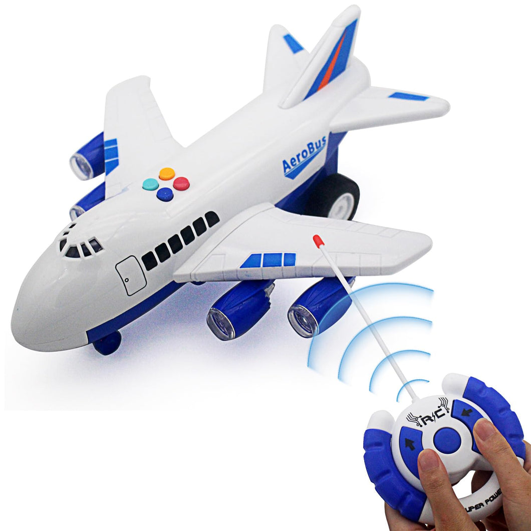 4CH RC Airplane Radio Remote Control Vehicle Car Electric Plane Aircraft Model Toy Music, Light Kids Birthday Gifts (Blue)