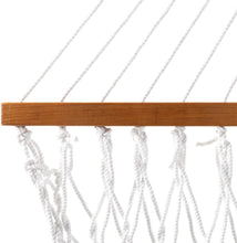 Load image into Gallery viewer, Original Pawleys Island Large White DuraCord Rope Hammock – 13 ft. x 55 in., 2-Person, 450 lb Capacity, Oak Spreader Bar, Zinc-Plated Hardware, Handcrafted in the USA
