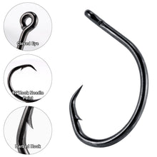 Load image into Gallery viewer, Dr.Fish 30 Pack Circle Hooks 3X Strong in-Line for Saltwater &amp; Freshwater, Live Bait Non-Offset Fishing Hooks for Striper, Catfish, Mackerel, Bass, Tuna 12/0
