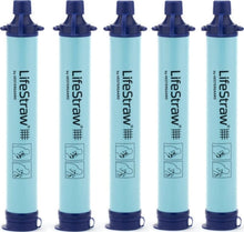 Load image into Gallery viewer, LifeStraw Personal Water Filter for Hiking, Camping, Travel, and Emergency Preparedness, 5 Pack, Blue
