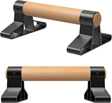 Load image into Gallery viewer, SELEWARE Wood Push up Bars Parallettes Bars Anti-Slip Handstand Bars for Calisthenics, Fitness, Floor Workouts Solid Wood with Sturdy Metal Bracket, Support 600 lbs 10 * 6.5 * 4 inch
