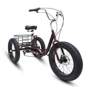 7 Speed Adult Trikes 20 inch Fat Tire 3 Wheel Bikes, Adult Tricycles, Cruise Bike with Basket for Seniors