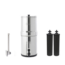 Load image into Gallery viewer, Travel Berkey Gravity-Fed Water Filter System with 2 Black Berkey Elements Plus Deluxe 7" Stainless Steel Water View Spigot
