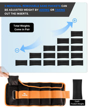 Load image into Gallery viewer, Adjustable Ankle Weights 1-10 LBS Pair with Removable Weight for Jogging, Gymnastics, Aerobics-Orange
