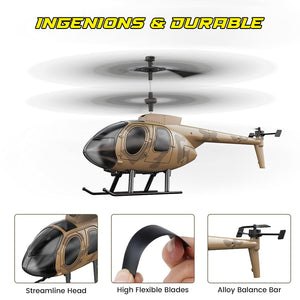 Remote Control Helicopter for Kids, Camouflage RC Helicopter, 2.4GHz Radio Controlled Helicopter with Gyro 3 Channel Indoor Toy