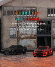 Load image into Gallery viewer, Turbo Racing 1:76 Scale Sport RC Car with Full Proportional RTR 2.4GHZ Remote Control with 2 Replaceable Body Shell (C75 Black)
