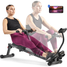Load image into Gallery viewer, Sunny Health &amp; Fitness Smart Compact Adjustable Rowing Machine -Black
