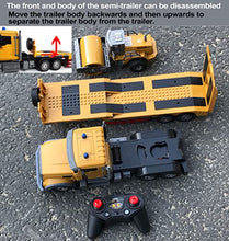 Load image into Gallery viewer, Remote Control Semi Truck Toy For Kids - 1:24 RC Semi-trailer Engineering Tractor With Sound And Lights, Trailer Truck Toy With Inertia Roller, Construction Vehicles For Boys &amp; Girls 3-8 Years Old
