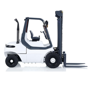 Metal 1/14 RC Hydraulic Forklift Wheeled Transfer Car Hydraulic System RTR Construction Vehicles Motor (White and Grey)