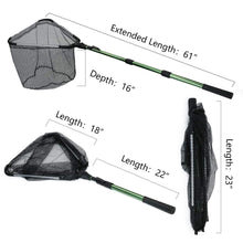 Load image into Gallery viewer, Fishing Landing Net with Telescoping Pole Handle, Super Strong Aluminum, 61" Full Extended, Rubber Coated Net
