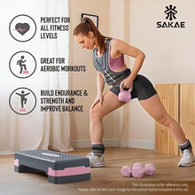 Load image into Gallery viewer, Step Aerobics Platform Set with Weighted Vest &amp; Measuring Tape, Aerobic Steppers for Exercise at Home- Pink Grey
