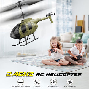 Remote Control Helicopter for Kids, Camouflage RC Helicopter, 2.4GHz Radio Controlled Airplane with Gyro 3 Channel Indoor Toy