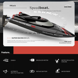 Remote Control Speed RC Brushless Boat WL916 2.4G 55km/h Under Motor RC Submarine with LED ights for Hobbies Adults Boys Favor