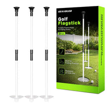 Load image into Gallery viewer, GEAVOUED 3FT Golf Flagstick for Backyard Practice Putting Green, Detachable Flag Pole with Ball Retrieval Base, Ideal for Golf Cup, Driving Range &amp; Country Club (3FT-WHITE-3PACK)
