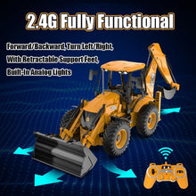Load image into Gallery viewer, RC Backhoe Wheel Loader 2.4G Fully Functional 1/20 Remote Control Excavator Bulldozer Back Hoe Truck Tractor Digger Heavy Duty
