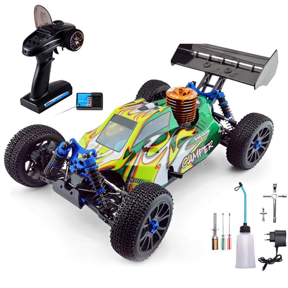 1/8 Nitro RC Truck For Adult 90KM/H 4WD Nitro Gas Powered RC Car 94970 26CXP Engine Fast Speed Remote Control Truck (Green)