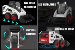 RC Skid Steer Loader 1/14 11 Channel Remote Control Bulldozer Crawler with Lights Sound 2.4G Full Function RC Front Loader Tractor Excavator