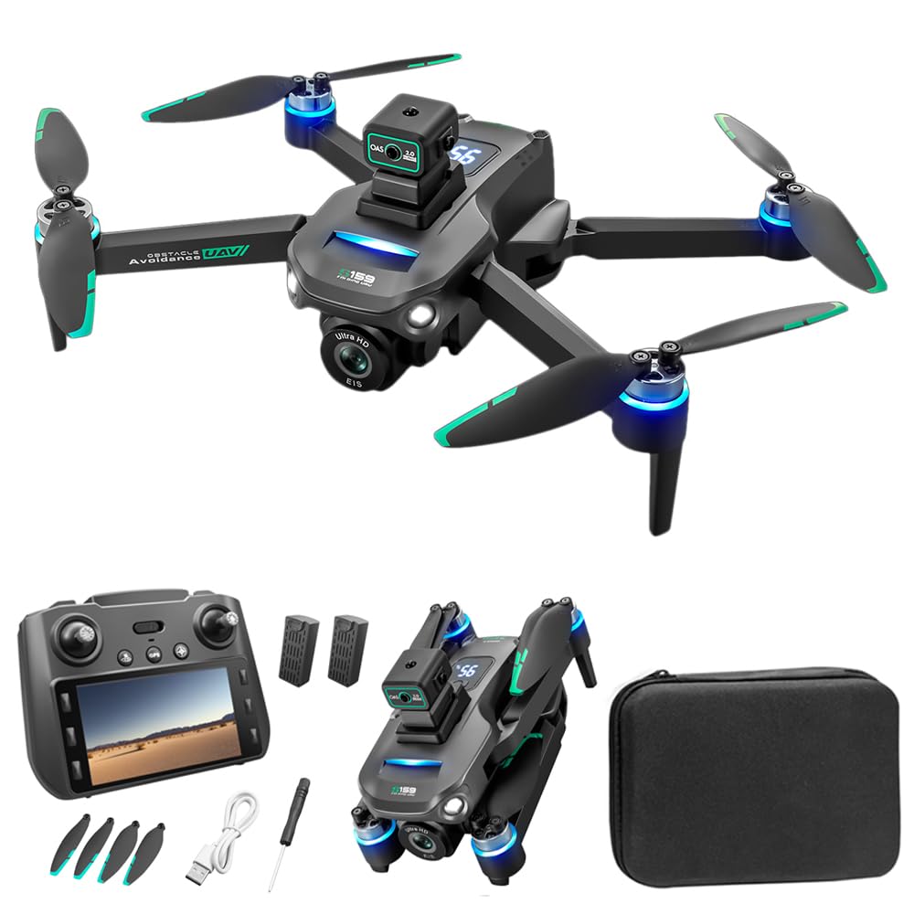 GPS Drone with 8K UHD EIS Camera for Adults, 5G WiFi FPV RC Quadcopter with Brushless Motors, Optical Flow Positioning (Black)