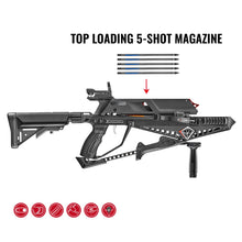 Load image into Gallery viewer, EK Archery Repeating Adder Crossbow 130 lb Cross Bow with 5 Shot auto-loading Magazine Includes 15 Carbon Arrows Bolts.
