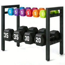 Load image into Gallery viewer, Kolovbe 20 IN Dumbbell Storage Rack, Weight Rack for Dumbbells, 2 Tier Adjustable Kettlebell Rack Shelf Weight holder for Home Gym Heavy-Duty 250LB Space-Saving (Rack Only)
