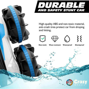 Crazy Wheels Amphibious RC Car – 4WD Remote Control Stunt Car | 360° Flips, Waterproof