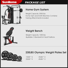 Load image into Gallery viewer, SunHome Multifunction Home Gym Equipment Workout Station-SH-925G-with Bench &amp; BP 230 lbs
