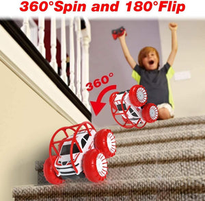Amphibious Remote Control Car, Rechargeable RC Cars Toy 360° Flips Rotation Stunt Crawler 15KM/H 4WD All Terrain