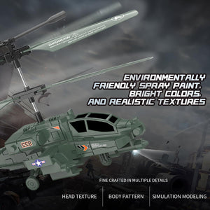Remote Control RC Helicopter for Kids with Light and Sound, Diecast Military Attack Helicopter, Army Style Model Airplane