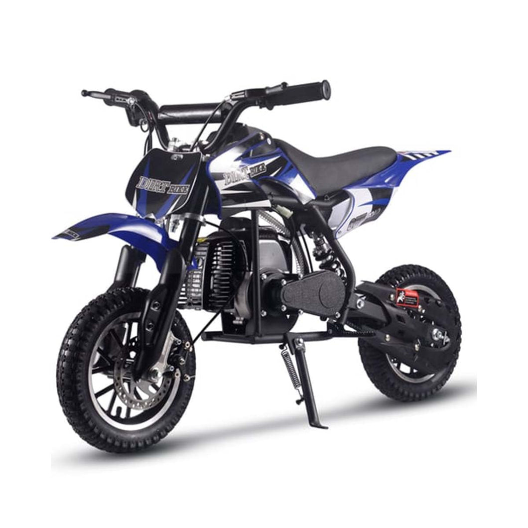 50CC Gas Dirt Bike, Off-Road Mini Bike with 2 Stroke, Motorcross Pocket Bike Push Start (Blue)