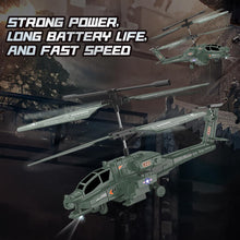 Load image into Gallery viewer, Remote Control RC Helicopter for Kids with Light and Sound, Diecast Military Attack Helicopter, Army Style Model Airplane
