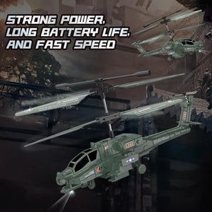 Remote Control RC Helicopter for Kids with Light and Sound, Diecast Military Attack Helicopter, Army Style Model Airplane