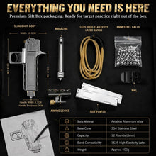Load image into Gallery viewer, Semi Automatic Slingshot for Adults, Aluminum Alloy Auto Loading Sling Shot with 12-Shot Visual Magazine
