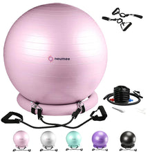 Load image into Gallery viewer, NEUMEE Yoga Ball Chair with 65cm Exercise Ball &amp; 2 Resistance Bands (Pink)
