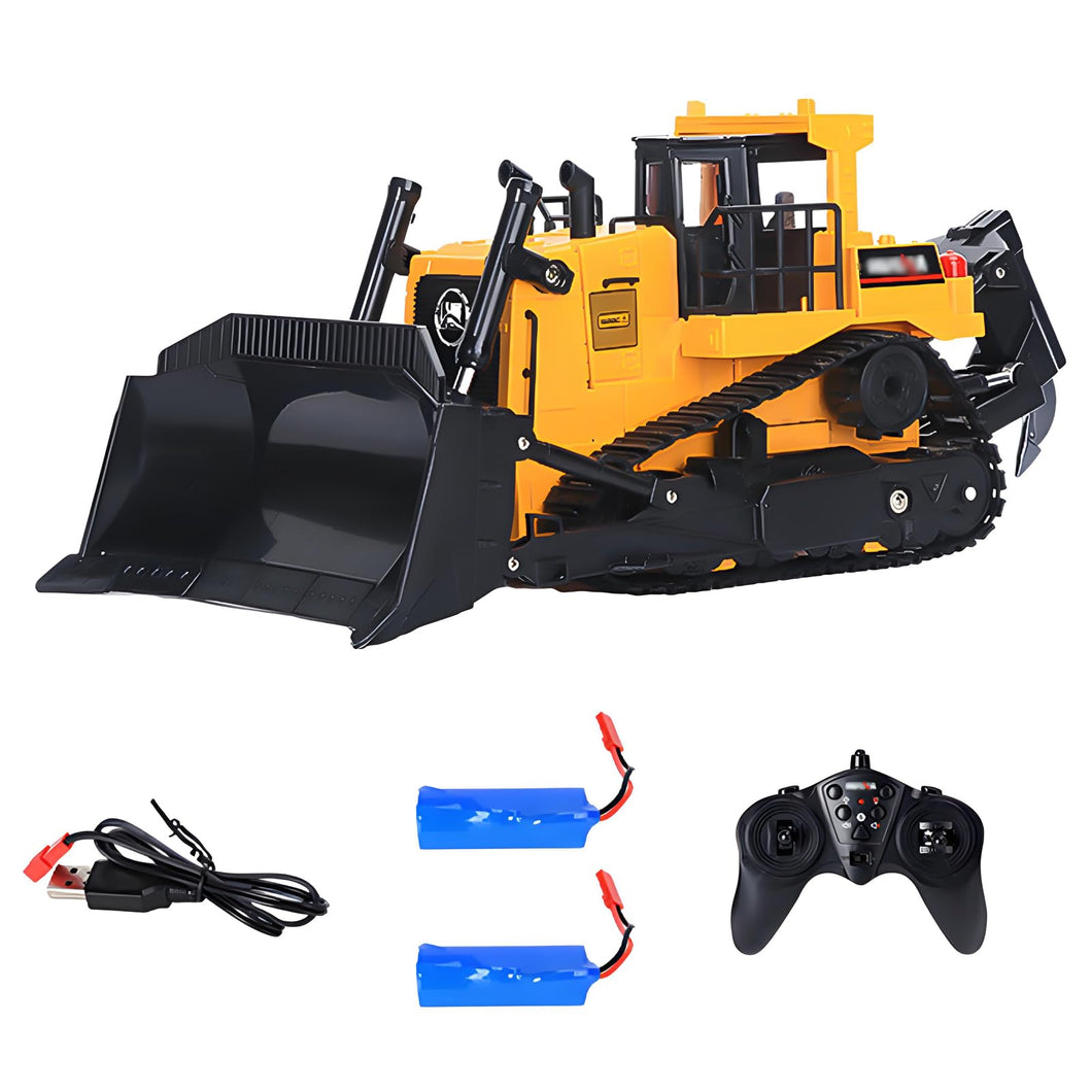 Remote Control Bulldozer 1/16 RC Front Loader Tractor Toy 2.4Ghz RC Construction Vehicles RC Dozer Toys for Boys Adults, 9 Channel Track Dozer