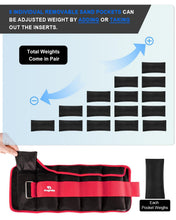 Load image into Gallery viewer, Adjustable Ankle Weights 1-5 LBS Pair with Removable Weight for Jogging, Gymnastics-Red

