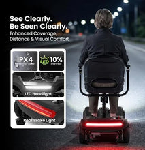 Load image into Gallery viewer, WayCare 15-25 Miles Long Range Mobility Scooter,Weight Capacity 300 LBS+ Powered Mobility Scooters for Seniors, Compact Duty Mobile for Travel with LED Headlight and Detachable Basket(Black)
