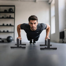 Load image into Gallery viewer, Purife T Shape Floor Stand Wood Push Up Handle Calisthenics Bars, Strength Training Pushup Stands Parallettes Bars with Sturdy Metal Bracket for Home Workouts

