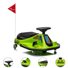 Load image into Gallery viewer, 24V Electric Drifting Go Kart, High/Low Speed Switch and Simplified Drifting System, Electric Go-Kart for Ages 3+ (Green)
