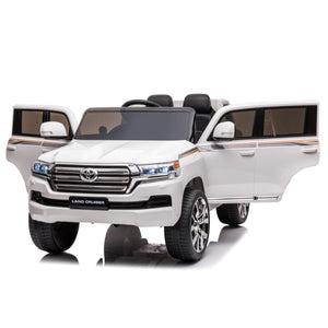 Electric Kids Ride on SUV Car, 2 Seater Truck 12V Licensed Toyota Land Cruiser with Remote Control, White